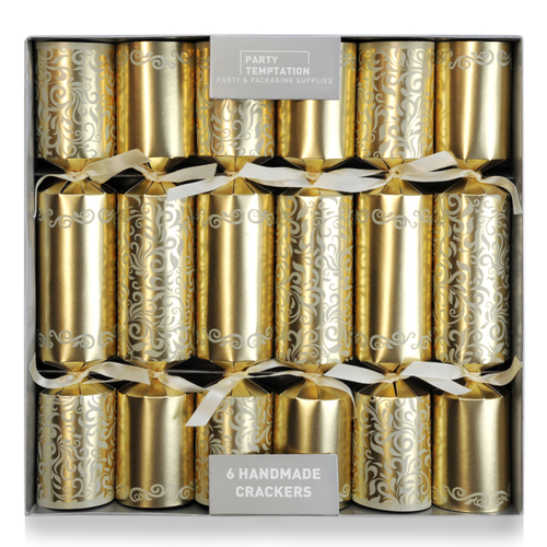 Premium Gold Damask Crackers 6pk