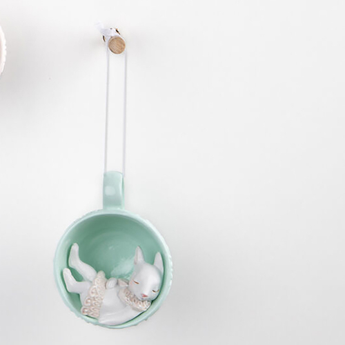 Mouse in a Teacup Green Hanging Decoration 
