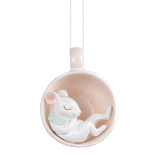 Mouse in a Teacup Pink Hanging Decoration