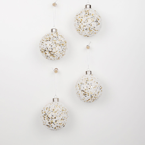Poem Hanging Baubles with Pearls  8cm 4 pc
