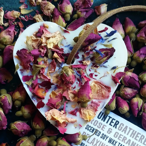 Rose and Geranium Scented Soy Wax Tablet + Melt Heart