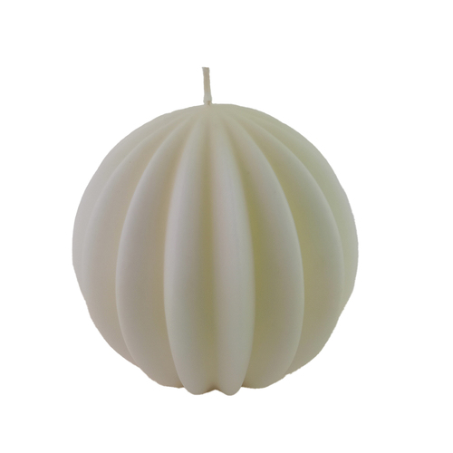 White Velvet Finish  Segmented  Ball Candle 12cm