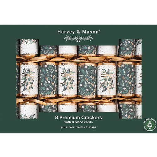 Green Mistletoe Crackers 8pk