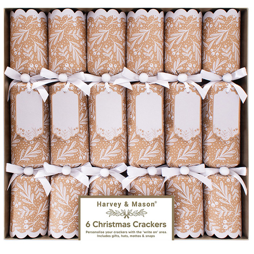 Christmas Tag Kraft Crackers 6Pk
