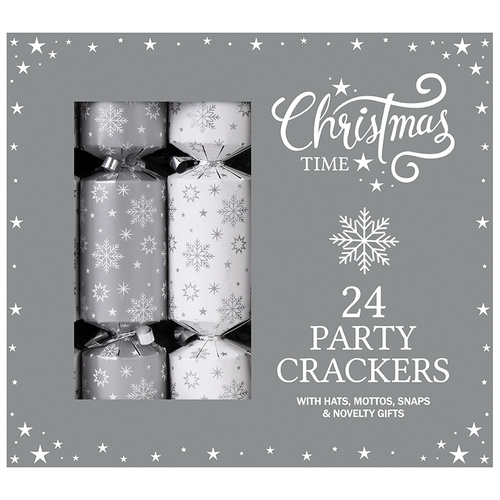 Silver Party Christmas Crackers  6pk