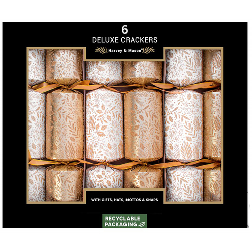 Deluxe Glitter Leaf Christmas Crackers  6pk