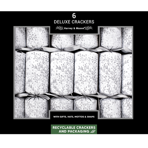 Deluxe  Winter Glitter Christmas Crackers  6pk