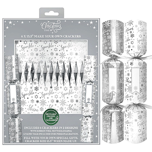 Silver Sparkle Make Your Own Christmas Crackers 6pk