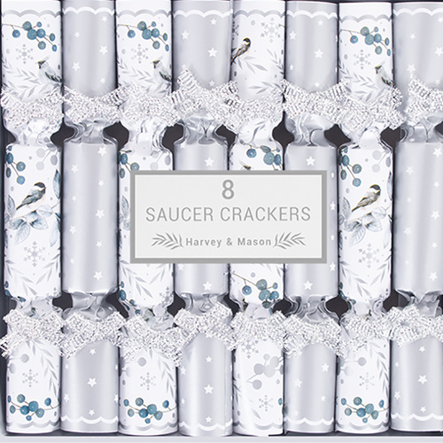 Saucer Christmas Cracker Silver 11cm 8pk