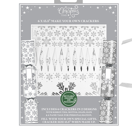 Silver Make Your Own Christmas Crackers 6pk