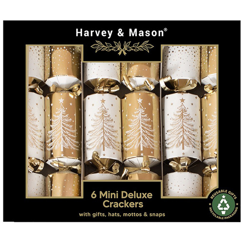 Mini Gold Tree Christmas Crackers  6pk