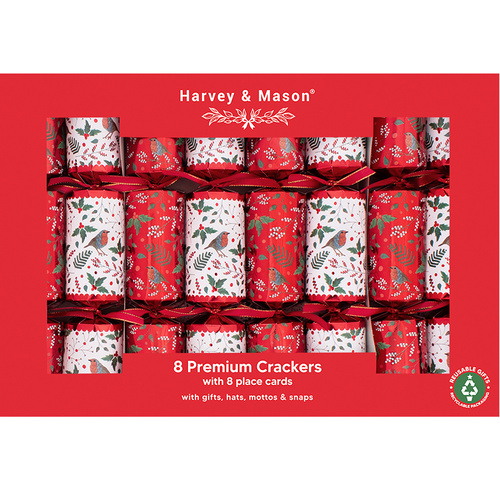 Burgundy Joy Christmas Crackers 8pk
