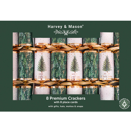 Green Christmas Tree Crackers 8pk
