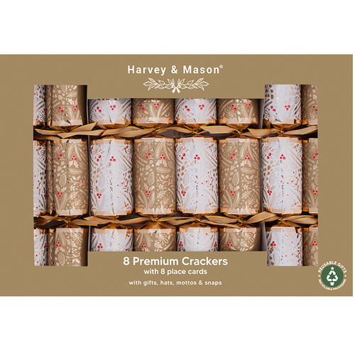Gold Foliage Christmas Crackers 8pk