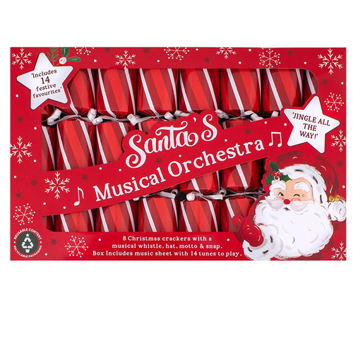 Musical Whistle Striped Christmas Crackers 9" (23cm)
