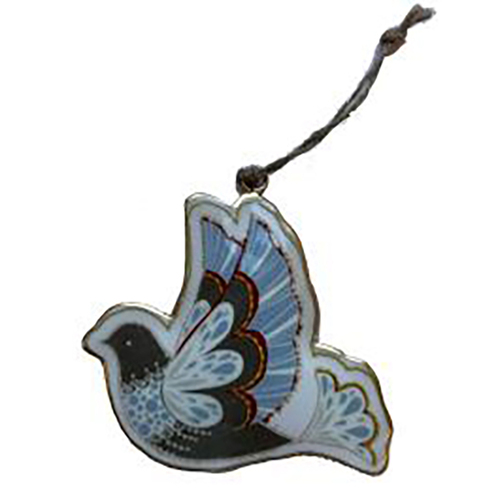 Metal  Hanging Bird Blue 10 x 9 cm