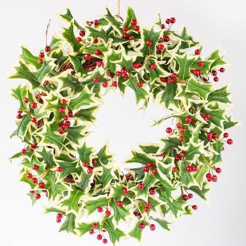 Variegated Holly Wreath  50cm