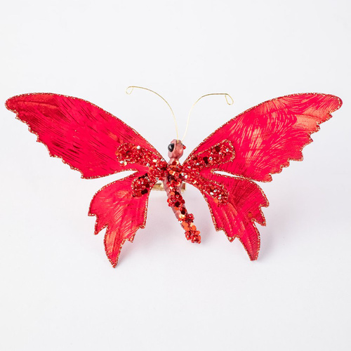 Red Metallic Butterfly Clip 17cm