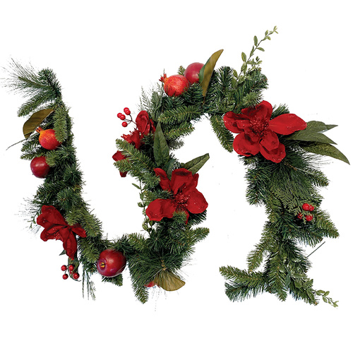 Burgundy Magnolia Fruit Garland  180cm