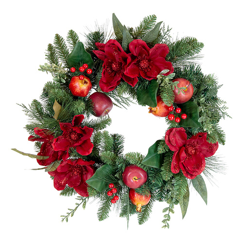 Burgundy Magnolia Fruit Wreath 60cm