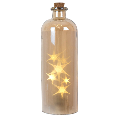 Glass Amber Bottle with LED stars Large