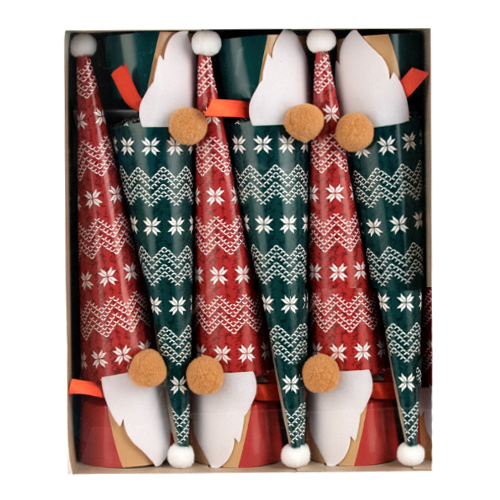 Santa with Pom Poms Christmas Crackers 6pk