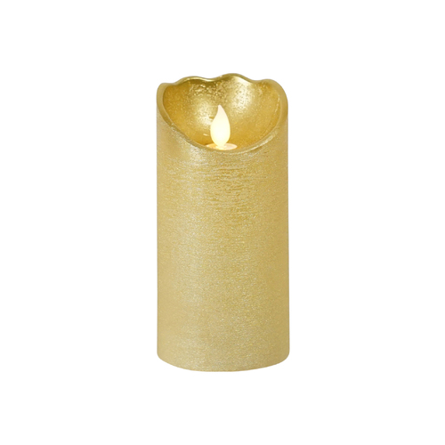 Gold LED Wax Pillar Candle 15 x 7.5cm