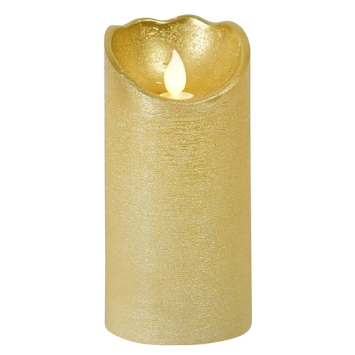 Gold LED Wax Pillar Candle 15 x 7.5cm