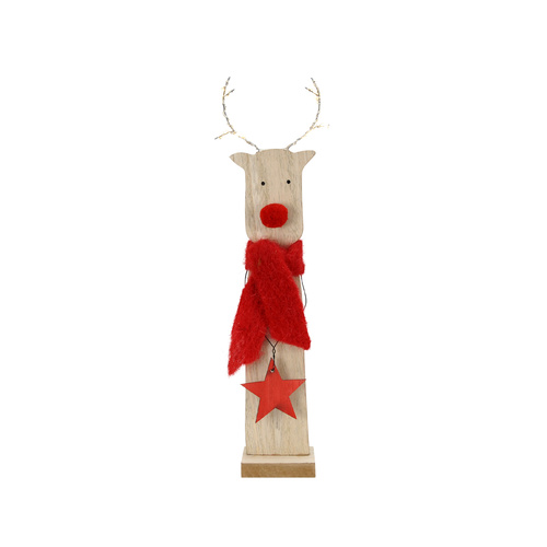 Plywood Standing Deer with Scarf and LED