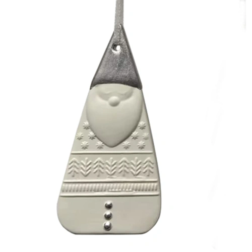 White and Silver Ceramic Santa Hanging Christmas Ornament