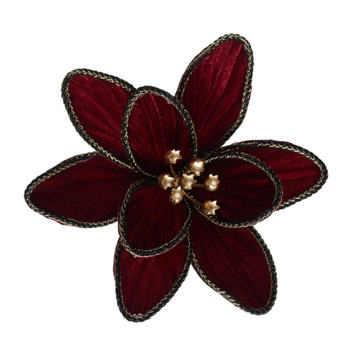Burgundy and Gold Edge Flower Clip 22cm