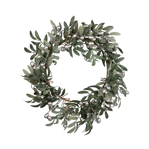 Green and Silver Olive Wreath 60cm