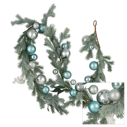 Sage and Silver Bauble Garland  180cm