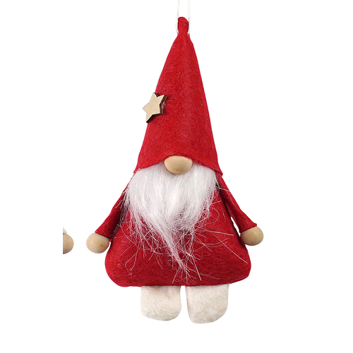 Cardiff Red Fabric  Santa Hanging Decoration 14cm