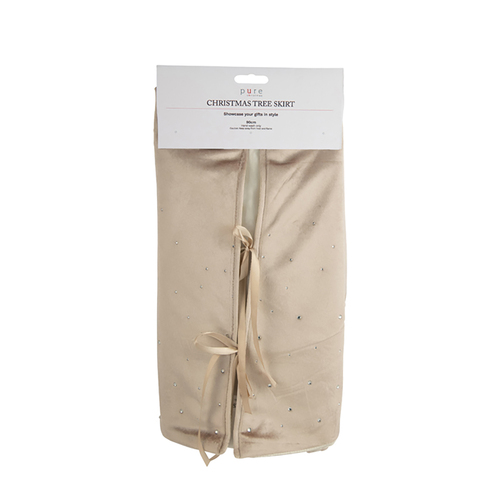 Taupe Velvet Diamonte 90cm Tree Skirt