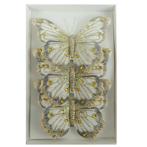 Gold Jewel Christmas Butterfly Clip