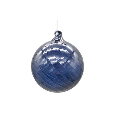 Navy Blue Glass Hanging Bauble 10cm