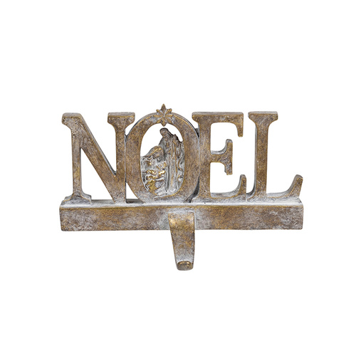 Noel Antique  Gold Nativity Stocking Hanger
