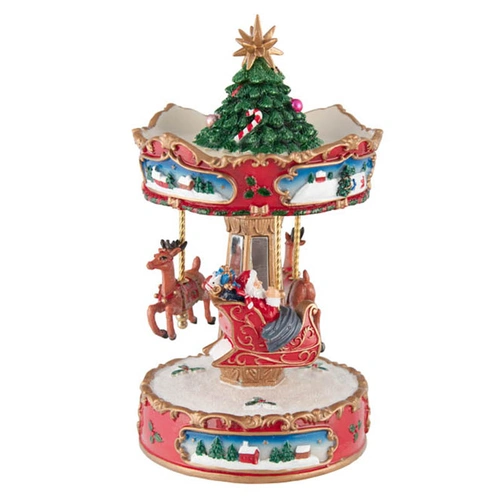 Rotating Musical Carousel with  Sleigh 13 x 24cm