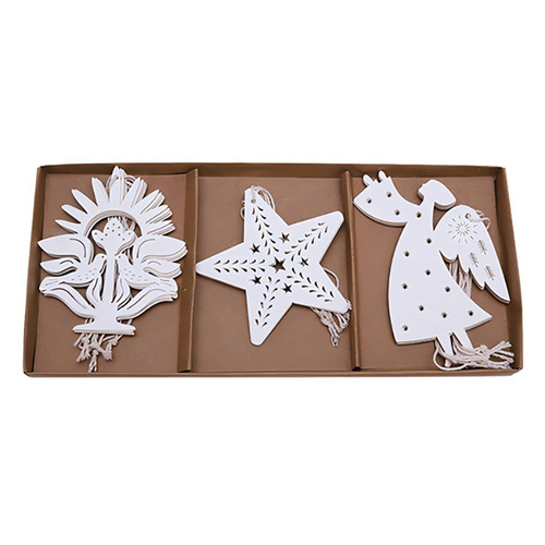 White Paper Hanging Christmas Decorations 18pk