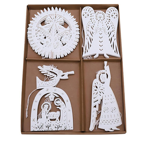 White Paper Hanging Christmas Decorations 24pk