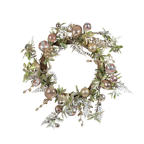 Champagne  Green Pink Gold  Wreath 45cm