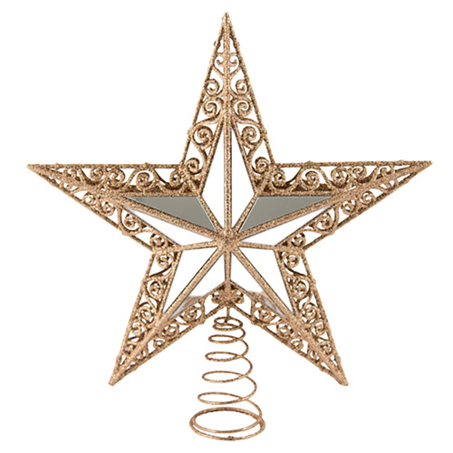Champagne Glitter  Mirror Filigree Christmas Tree Topper