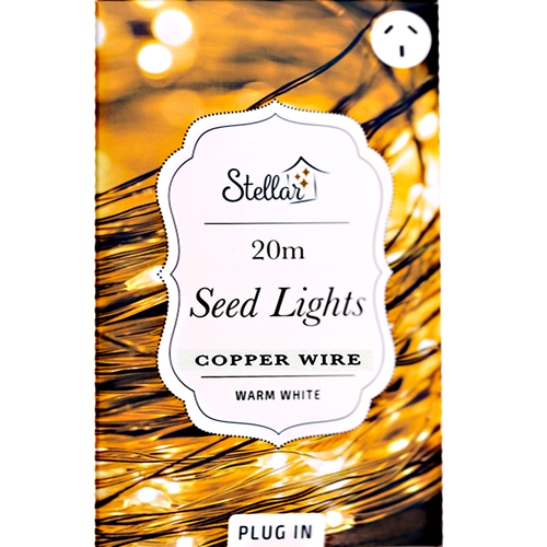 200 Warm White Seed Lights Copper Wire