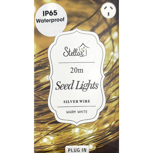 200 Warm White Seed Lights Silver Wire