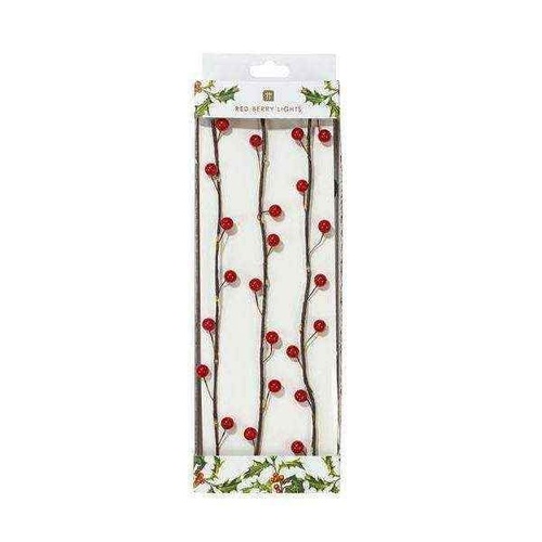 Red Berry Garland with 40 LED 200cm