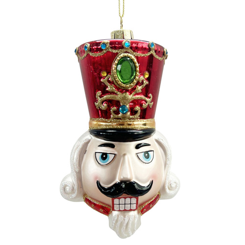 Nutcracker Red Hanging Glass Christmas Ornament