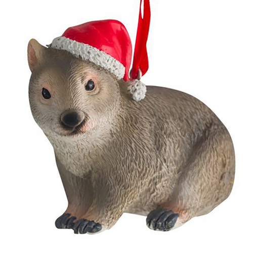Christmas Wombat Hanging Decoration 7cm