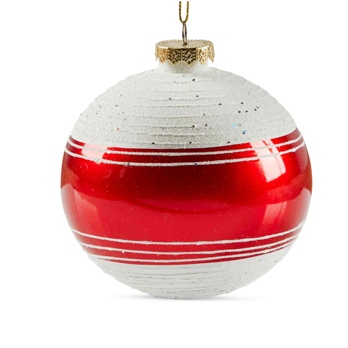 Red and White Unbreakable Bauble 10cm