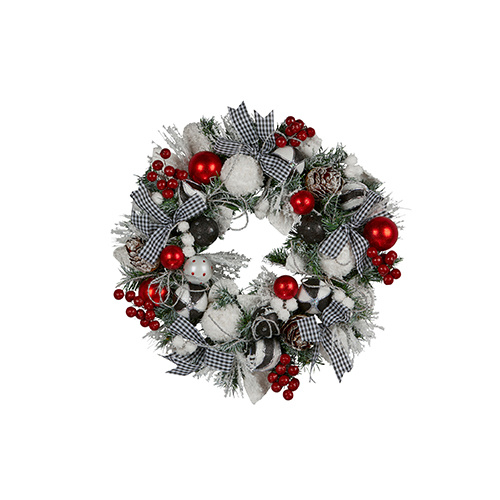 Chequered Red Elegance Wreath 55cm